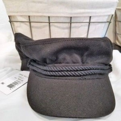 Nine West Ribbed Canvas Newsboy Cabbie Hat Cap Black  Rope Button One Size NWT  eb-94371628
